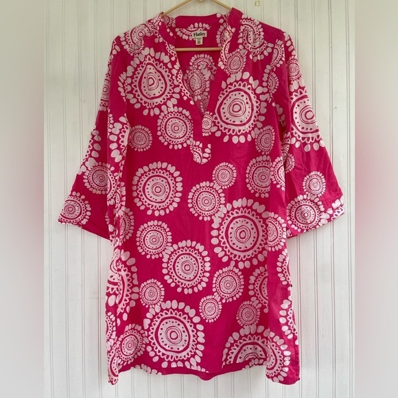Hatley Other - Hatley Women's Pink White V neck Paisley Long Sleeve Tunic Cover Up Size Medium